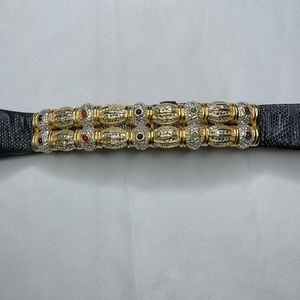 Judith Lieber gold embellished black belt clasp